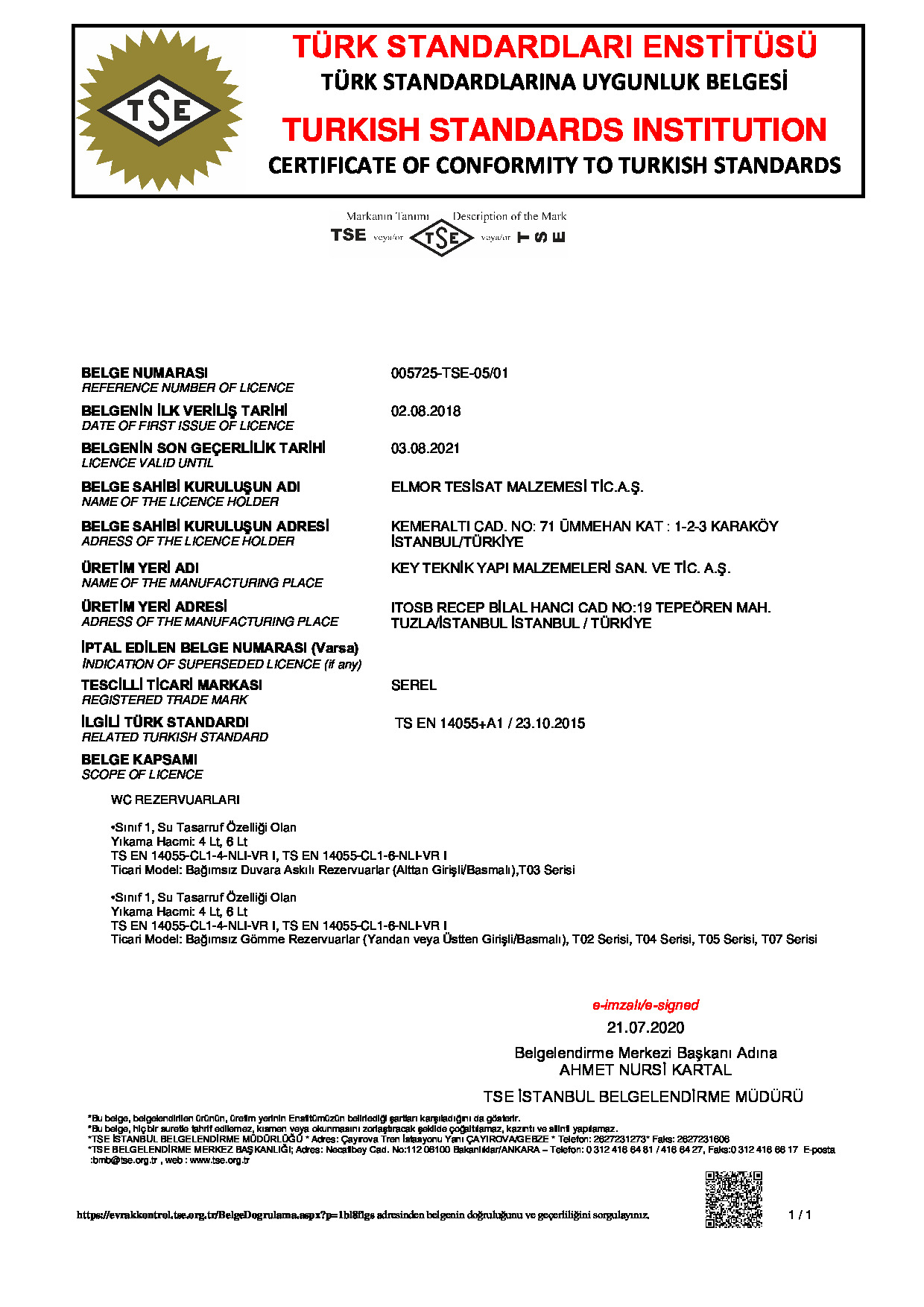 Gömme Rezervuar TSE EN 14055