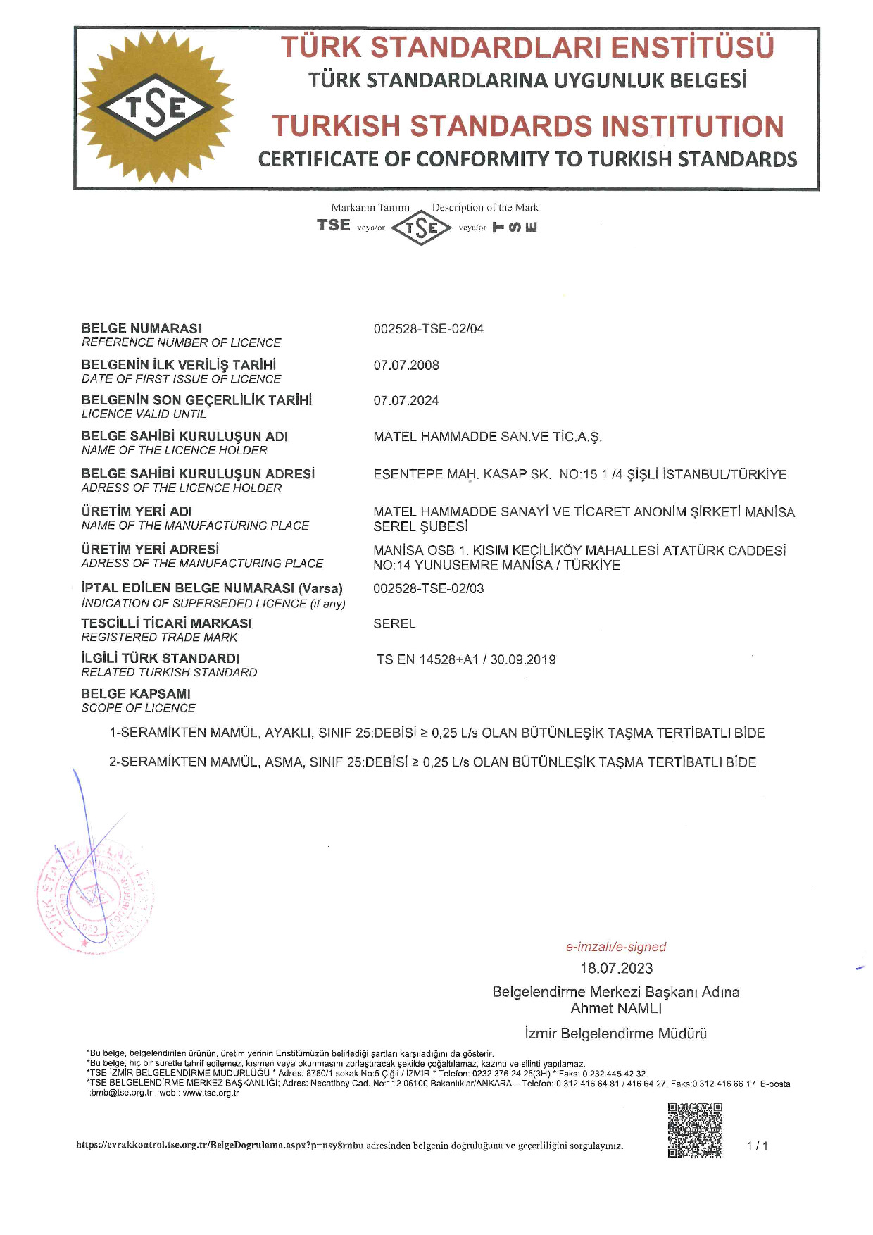 TS EN 14528 SEREL BİDELER 