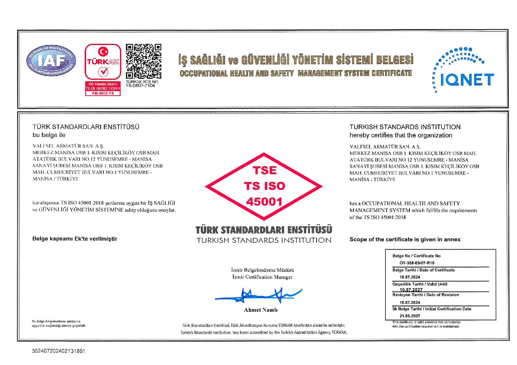 TS ISO 45001:2018