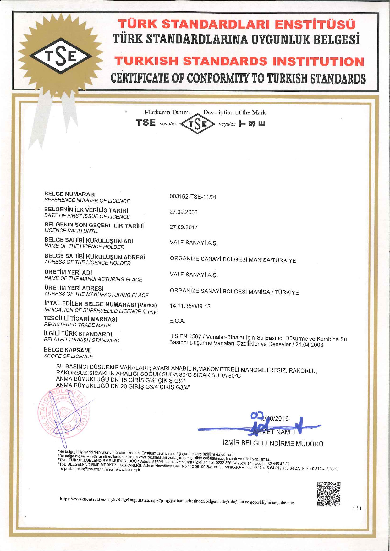 Basınç Düşürücü Valfler