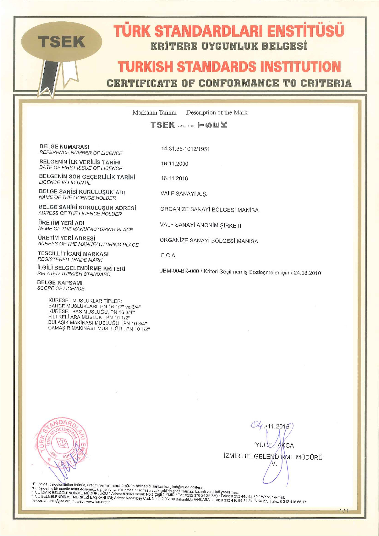 Küresel Musluklar TSEK