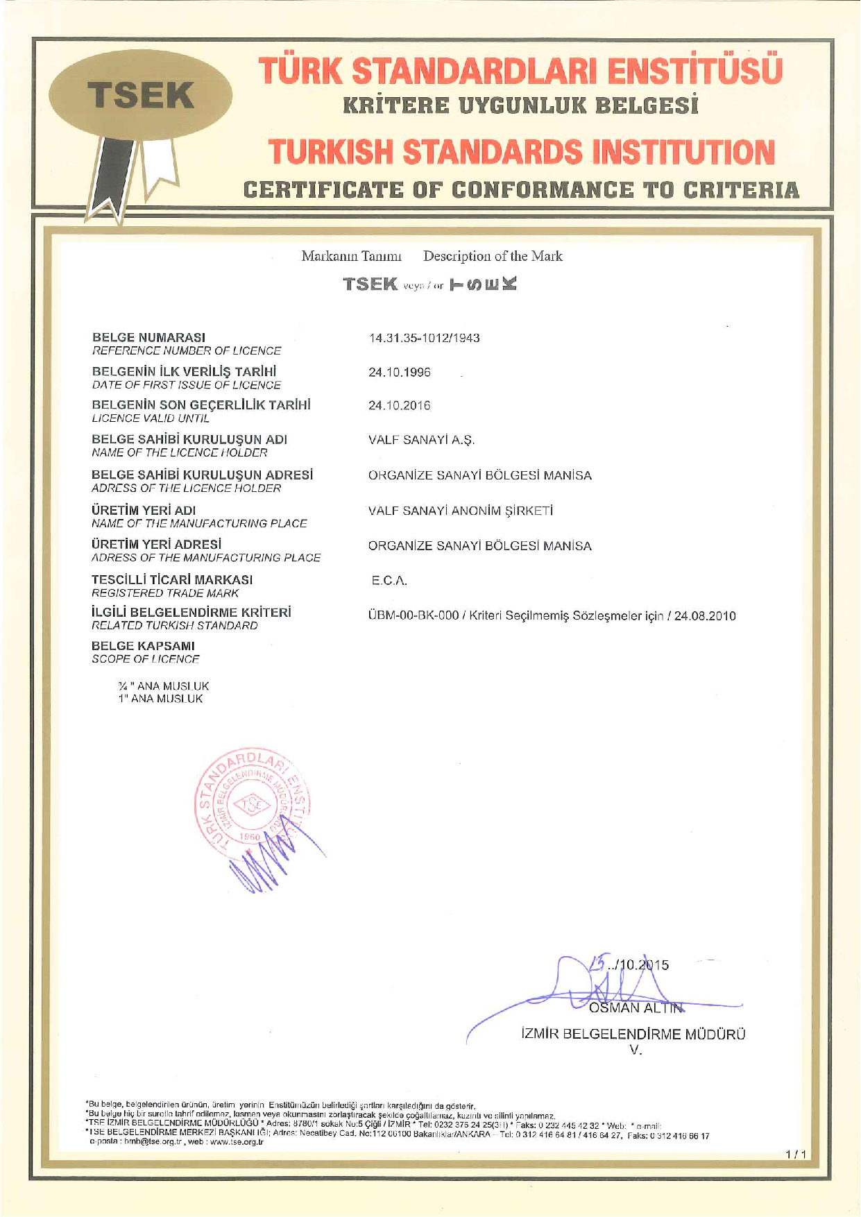 Su Dağıtım Ana Musluk