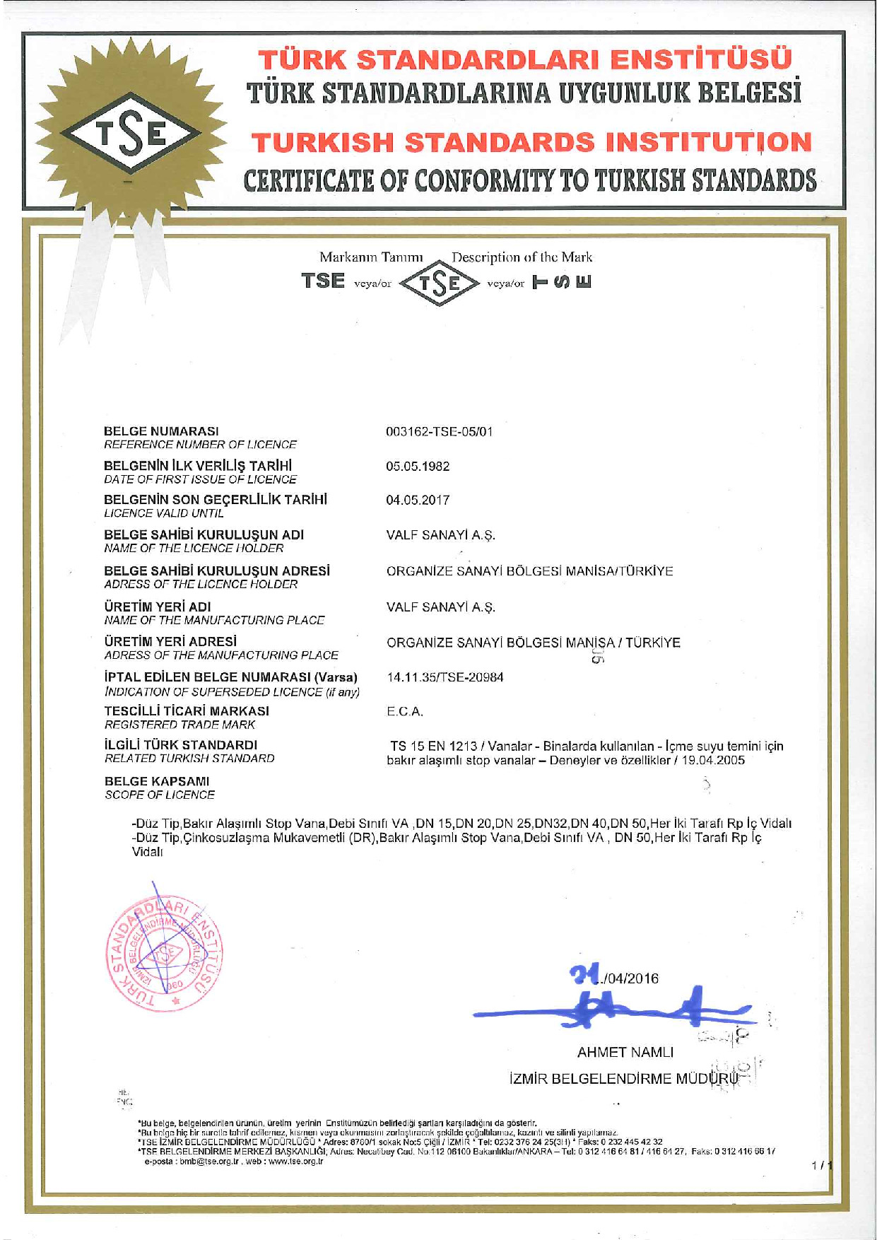 Stop ve Kosva Valfler